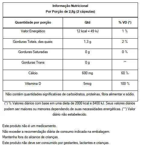 Cálcio com Vitamina D3 para Saúde Óssea Magrass (60 Cápsulas)