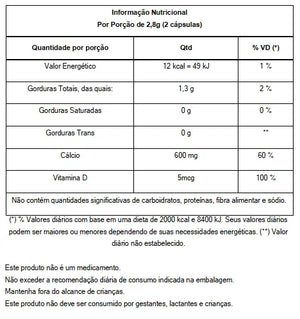 Cálcio com Vitamina D3 para Saúde Óssea Magrass (60 Cápsulas)