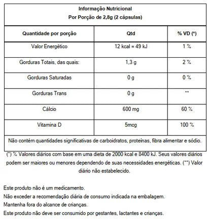 Cálcio com Vitamina D3 para Saúde Óssea Magrass (60 Cápsulas)