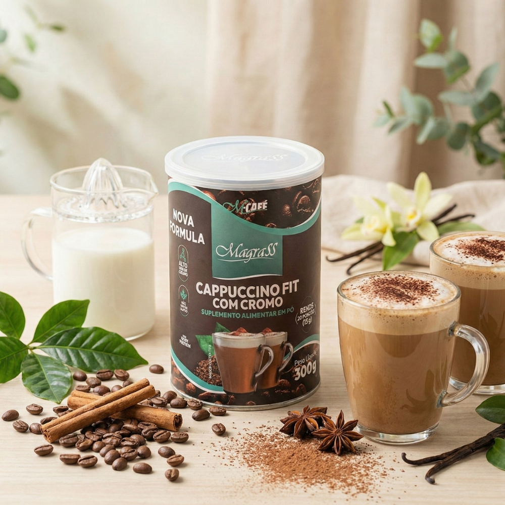 Cappuccino Fit com Cromo e Alto Teor de Proteína Magrass (300g)