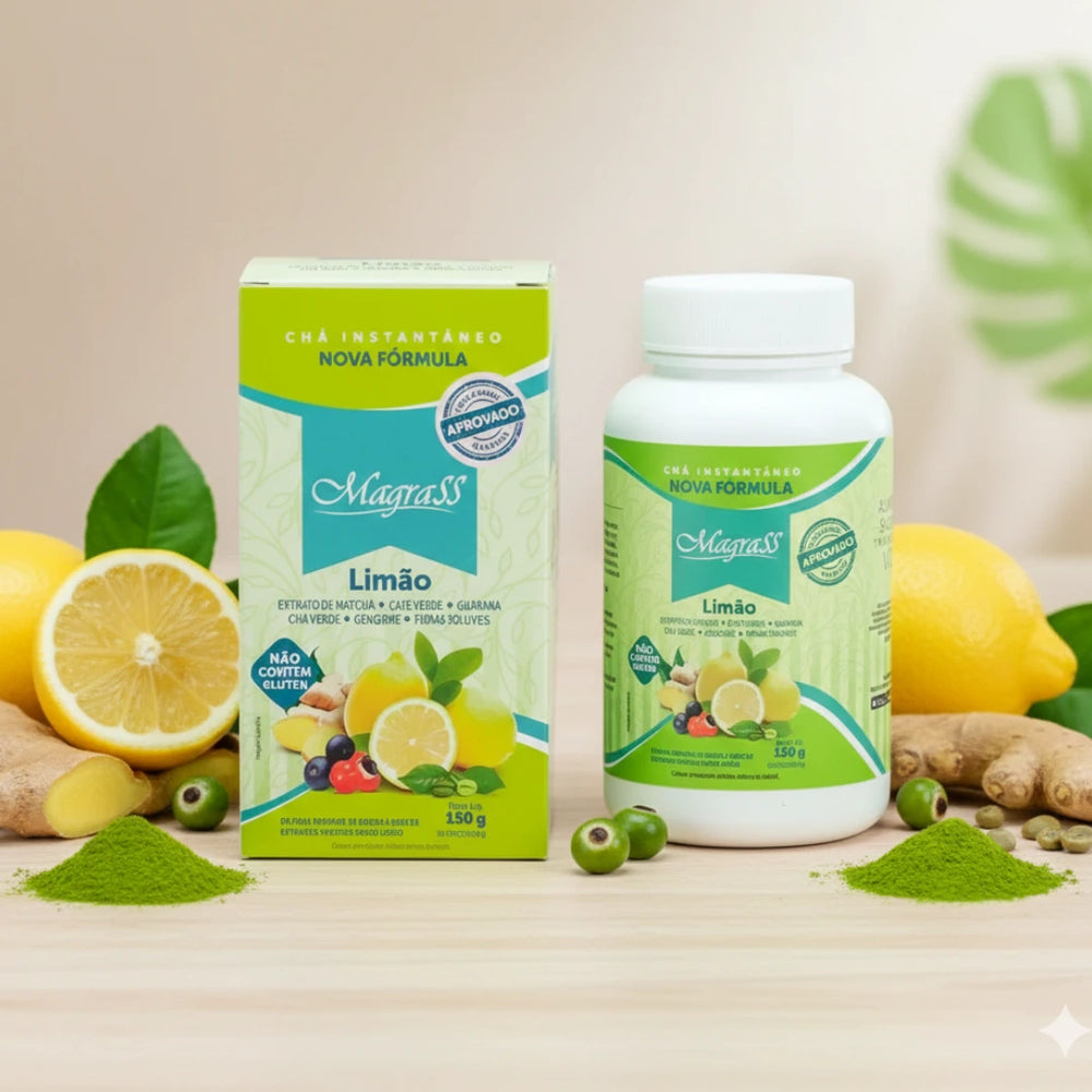 Chá Instantâneo Sabor Limão com Lipo Complex e Fibras FS Control Magrass (150g)