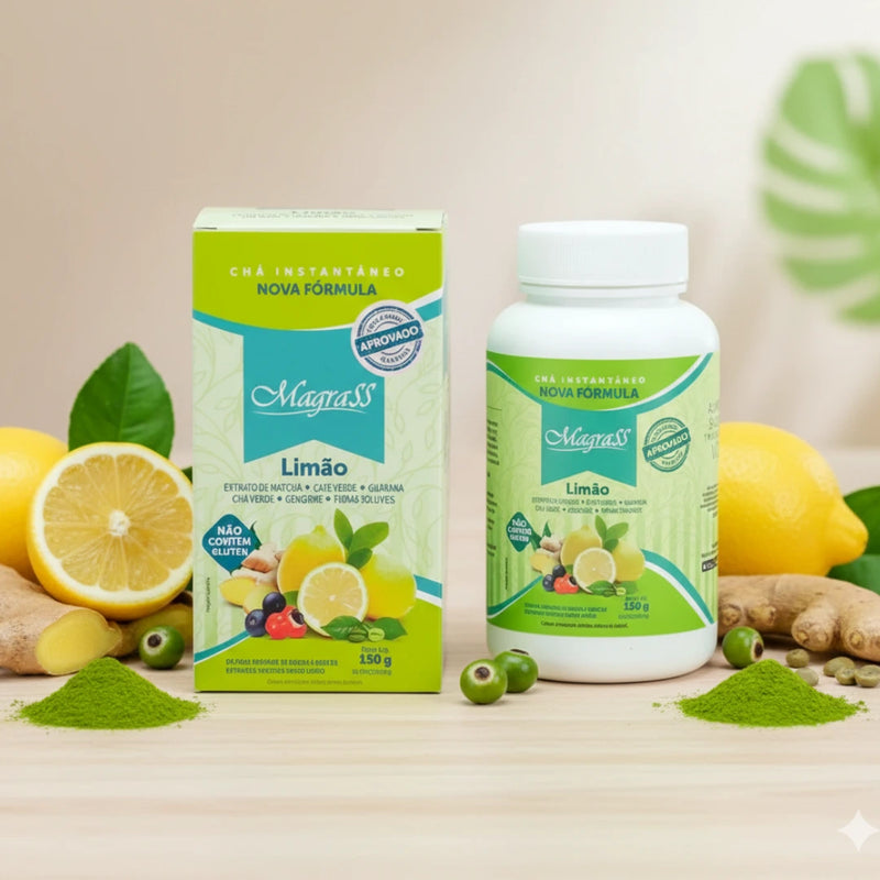 Chá Instantâneo Sabor Limão com Lipo Complex e Fibras FS Control Magrass (150g)