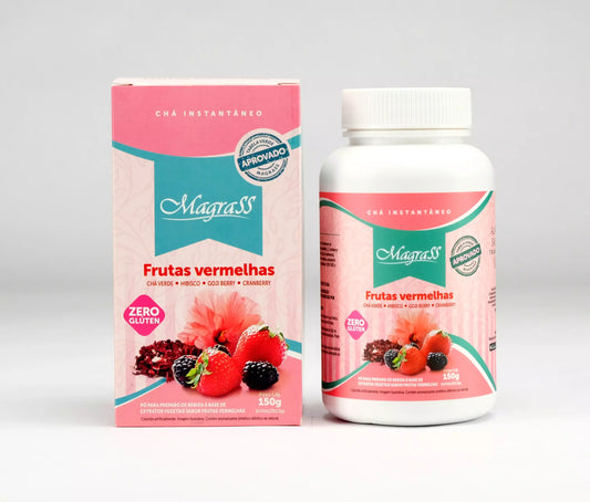 Chá Instantâneo Sabor Frutas Vermelhas com Hibiscus Cranberry e Fibras FS Control Magrass (150g)