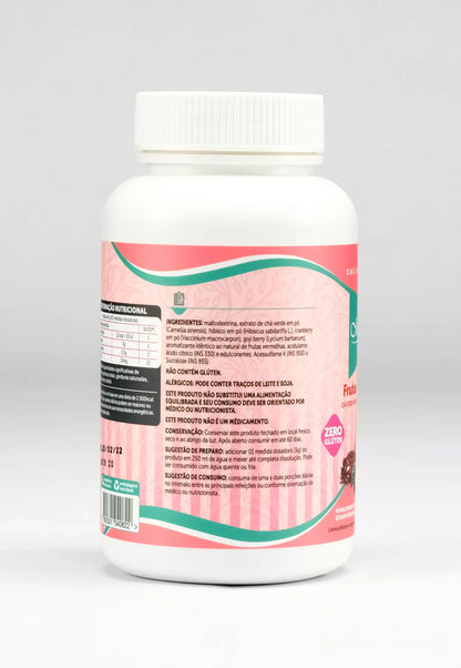 Chá Instantâneo Sabor Frutas Vermelhas com Hibiscus Cranberry e Fibras FS Control Magrass (150g)