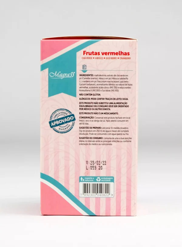 Chá Instantâneo Sabor Frutas Vermelhas com Hibiscus Cranberry e Fibras FS Control Magrass (150g)