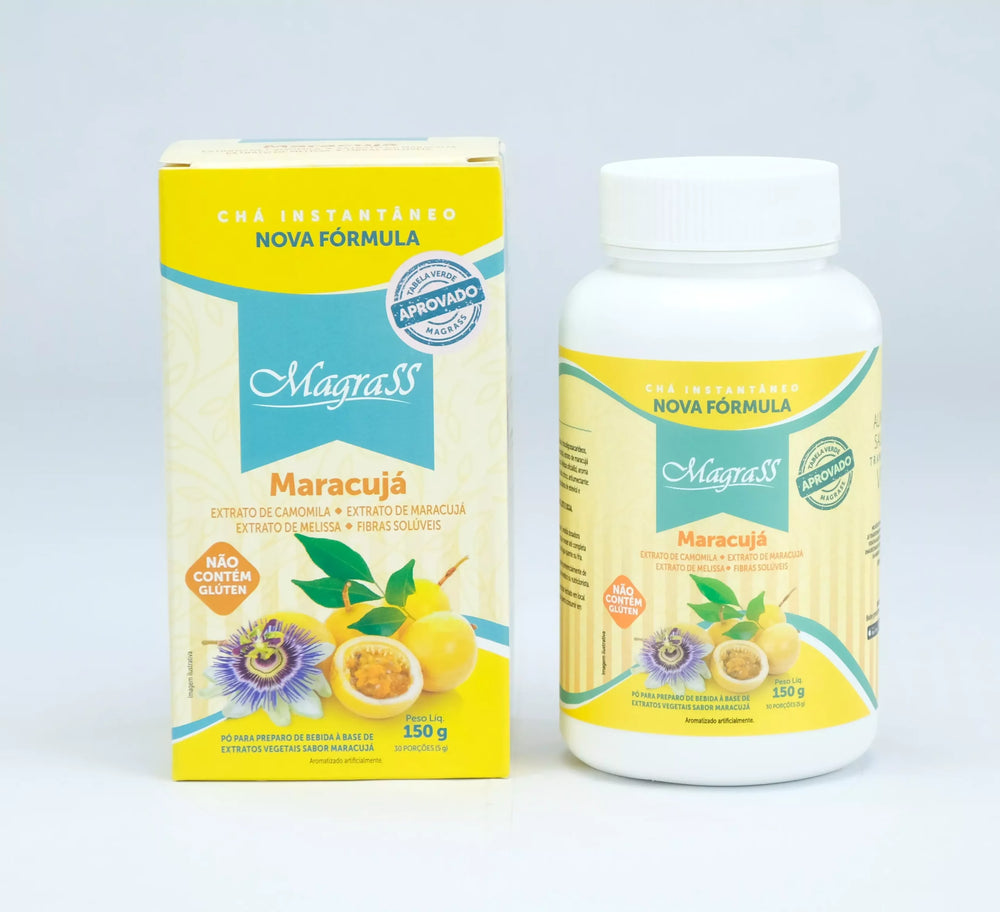 Chá Instantâneo Sabor Maracujá com Relax Complex e Fibras FS Control Magrass (150g)