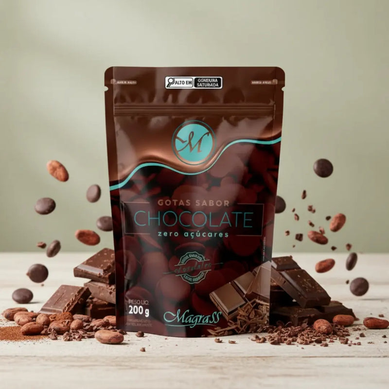 Gotas Sabor Chocolate Zero Açúcar Magrass (200g)