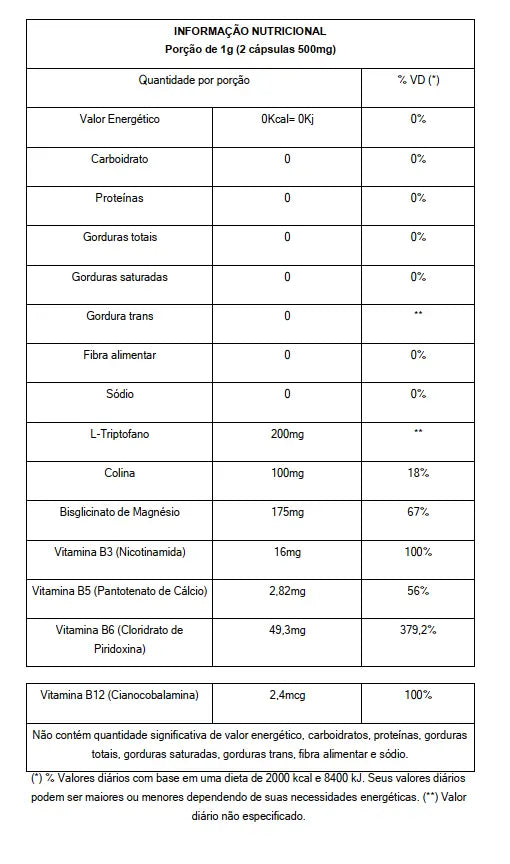 Triptofano com Vitaminas e Minerais Magrass (60 Cápsulas)