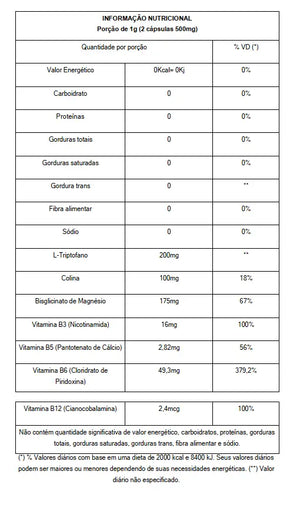 Triptofano com Vitaminas e Minerais Magrass (60 Cápsulas)
