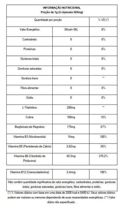 Triptofano com Vitaminas e Minerais Magrass (60 Cápsulas)