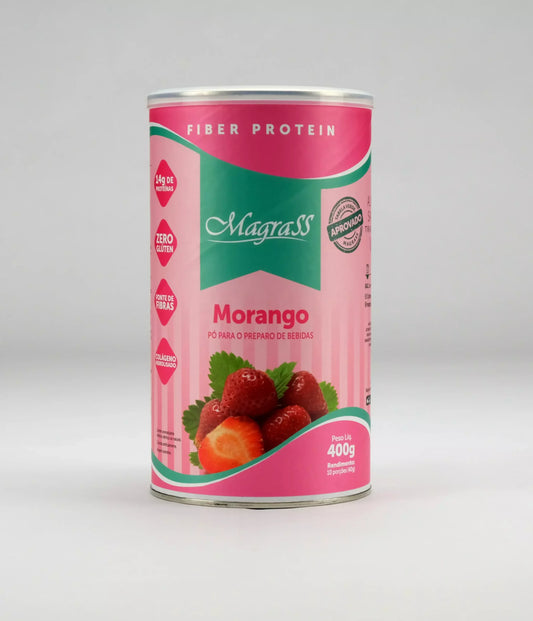 Whey Fiber Protein com Isolado Concentrado e Hidrolisado Magrass (400g – Sabor Morango)