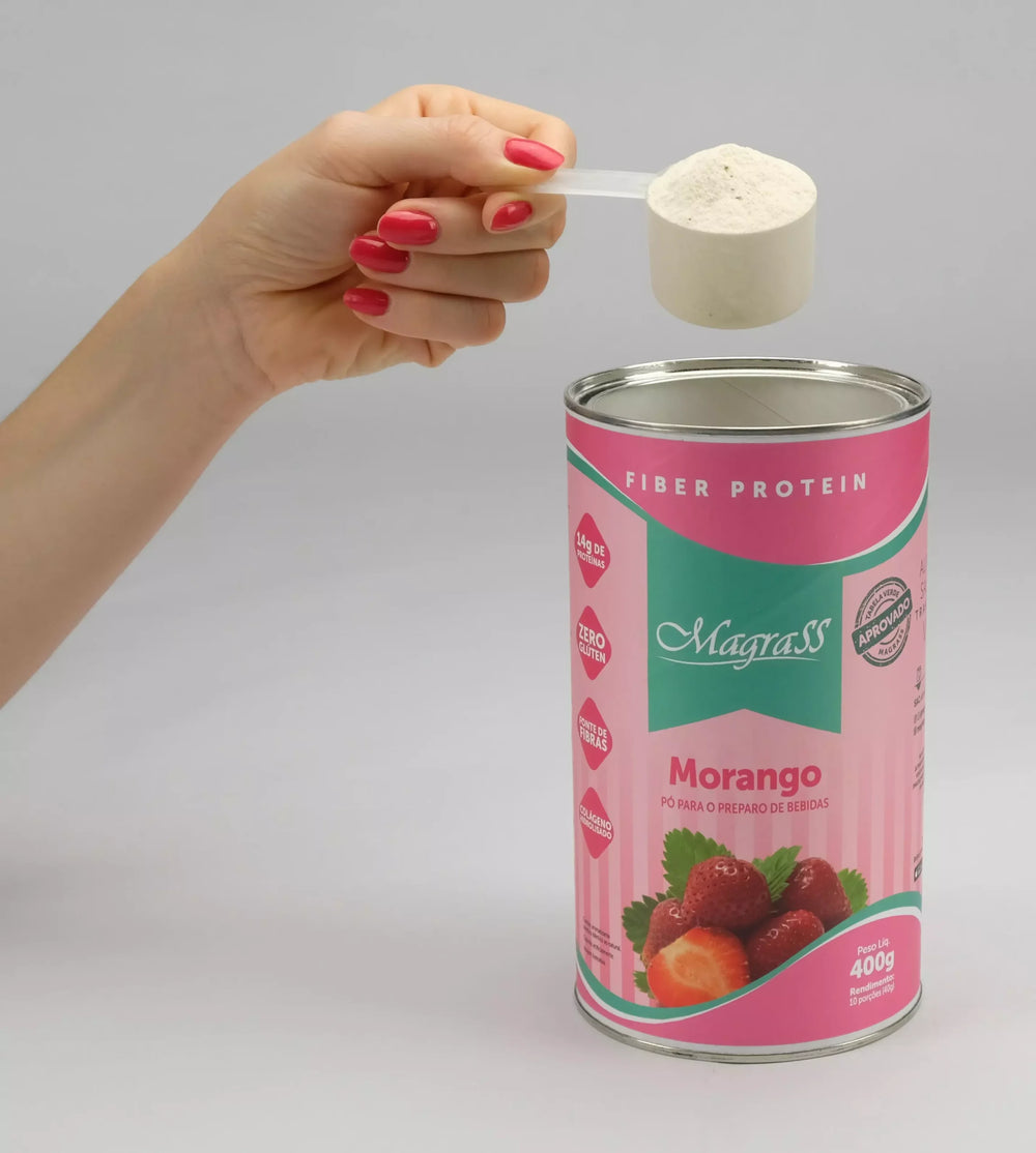 Whey Protein Isolado Concentrado e Hidrolisado Fiber Magrass (400g – Sabor Morango)