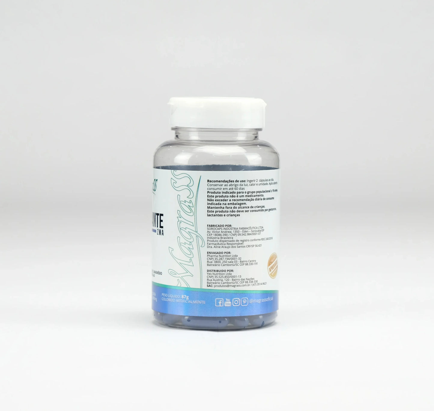 Revigorante ZMA com Zinco Magnésio e Vitamina B6 Magrass (60 Cápsulas - 3 Unidades)