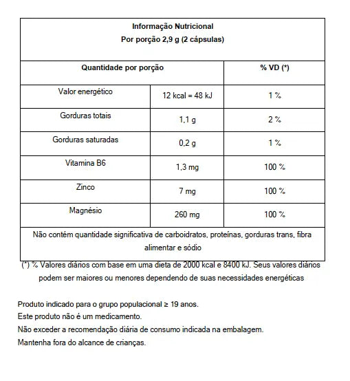 Revigorante ZMA com Zinco Magnésio e Vitamina B6 Magrass (60 Cápsulas - 3 Unidades)