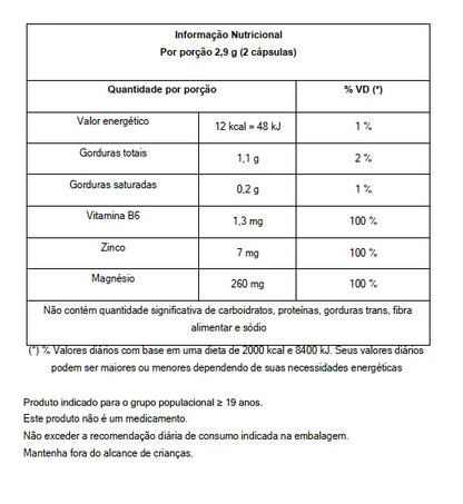 Revigorante ZMA com Zinco Magnésio e Vitamina B6 Magrass (60 Cápsulas)
